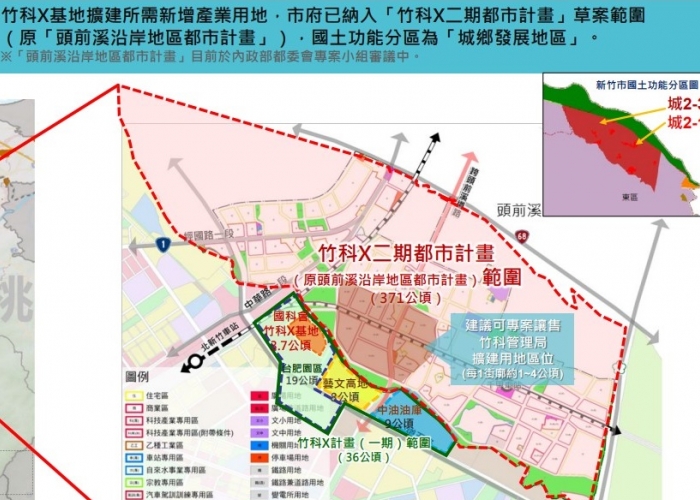 桃竹苗大矽谷計畫」新竹市「竹科X二期都市計畫」草案範圍、原「頭前溪沿岸地區都市計畫」